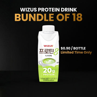 Wizus Protein Drink - Green Tea Latte (18 Bottles)